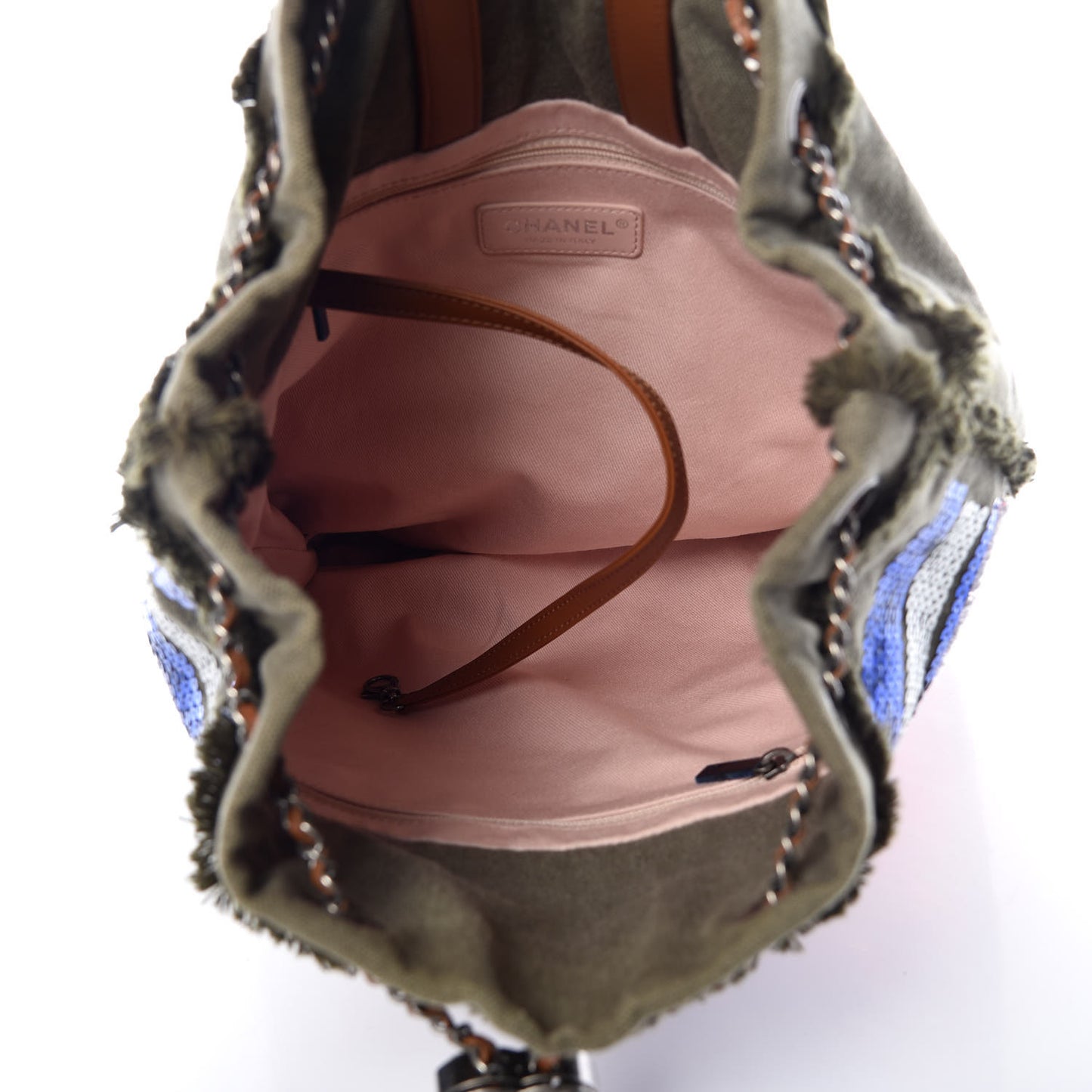 Canvas Sequins Cubano Trip Backpack Khaki
