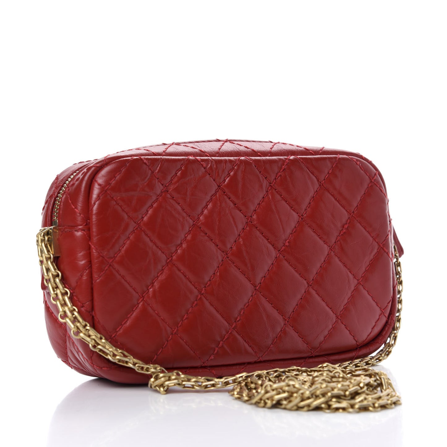 Aged Calfskin Quilted Mini Reissue Camera Case Red