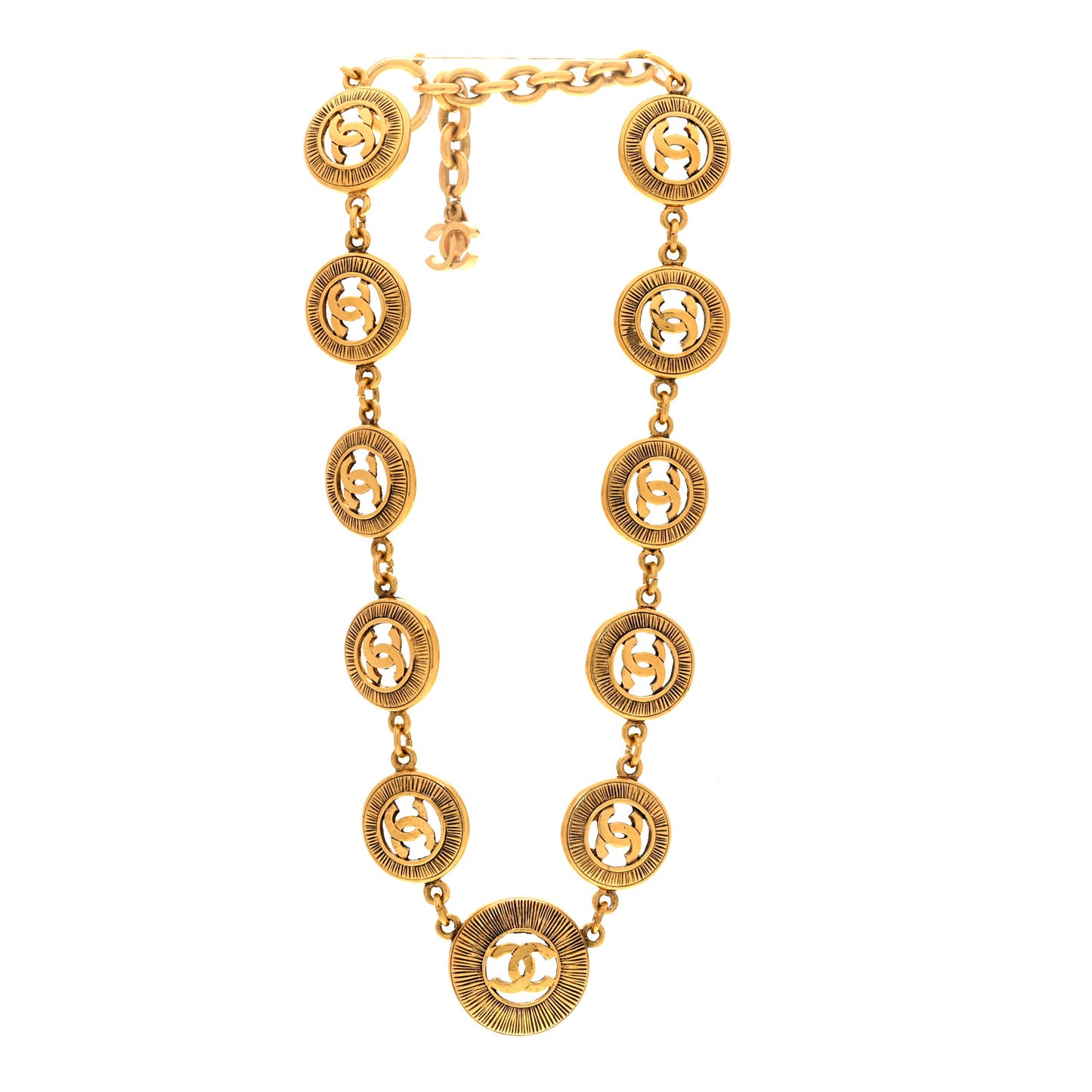 Metal CC Medallion Necklace Gold