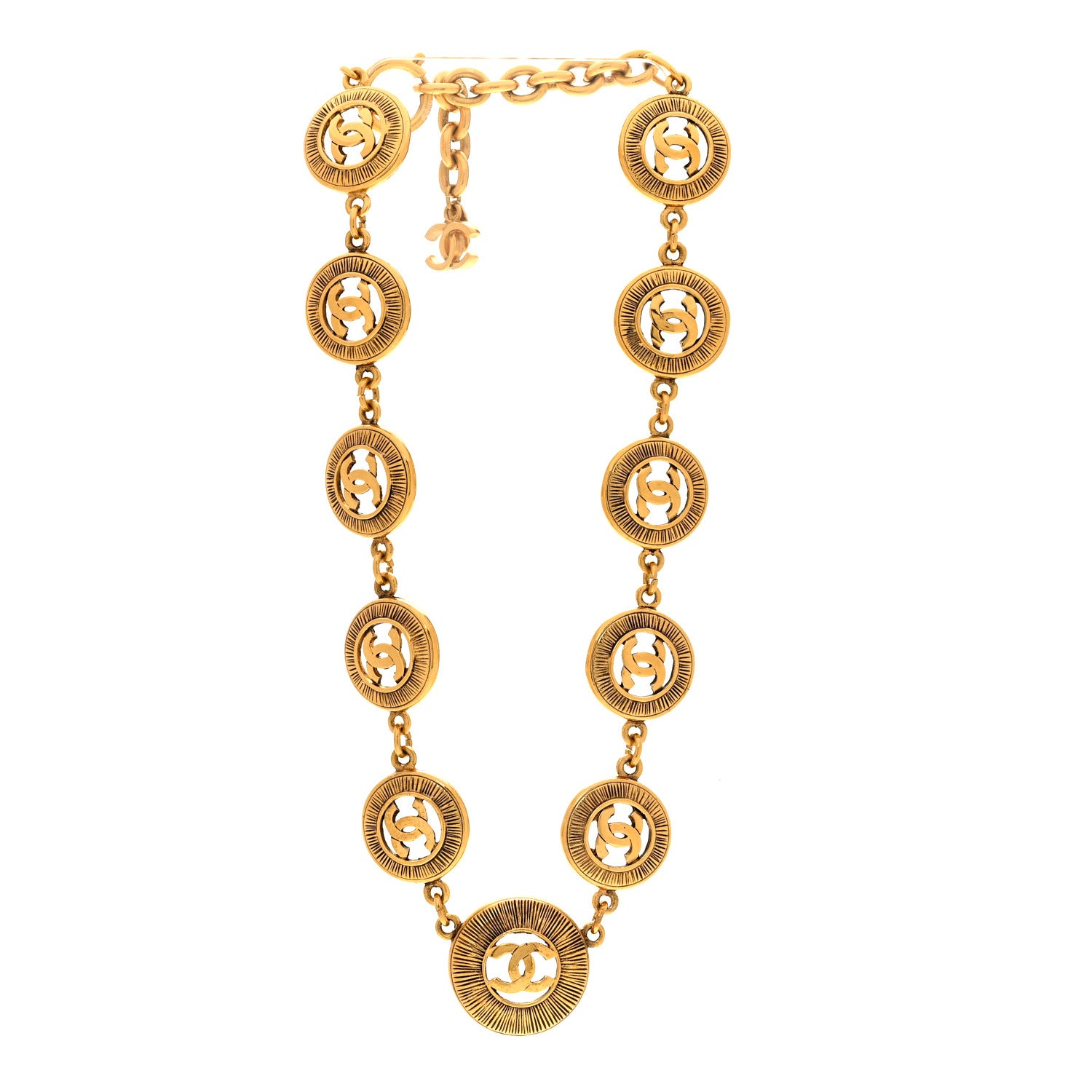 Chanel Metal CC Medallion Necklace Gold 3 of 7