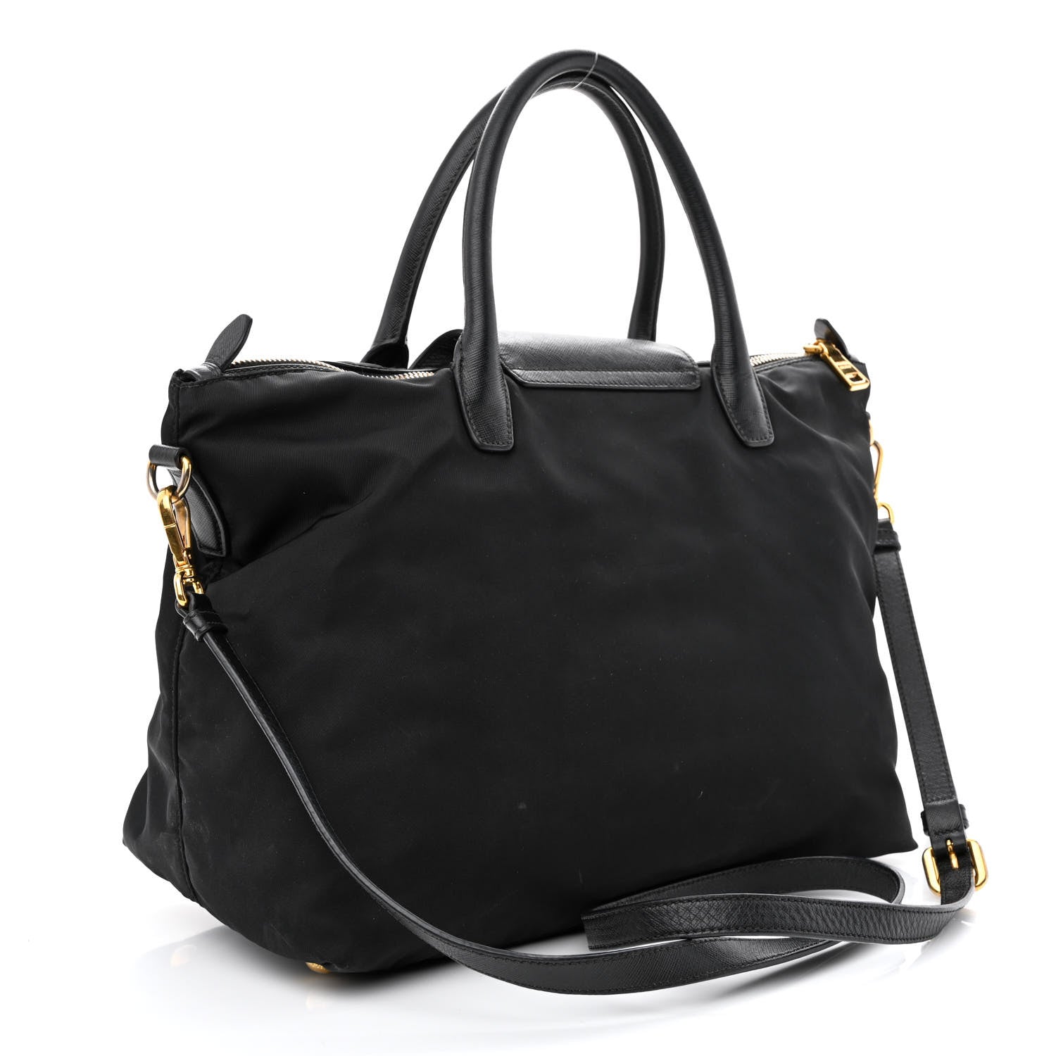 Prada Tessuto Nylon Saffiano Tote Black 3 of 13
