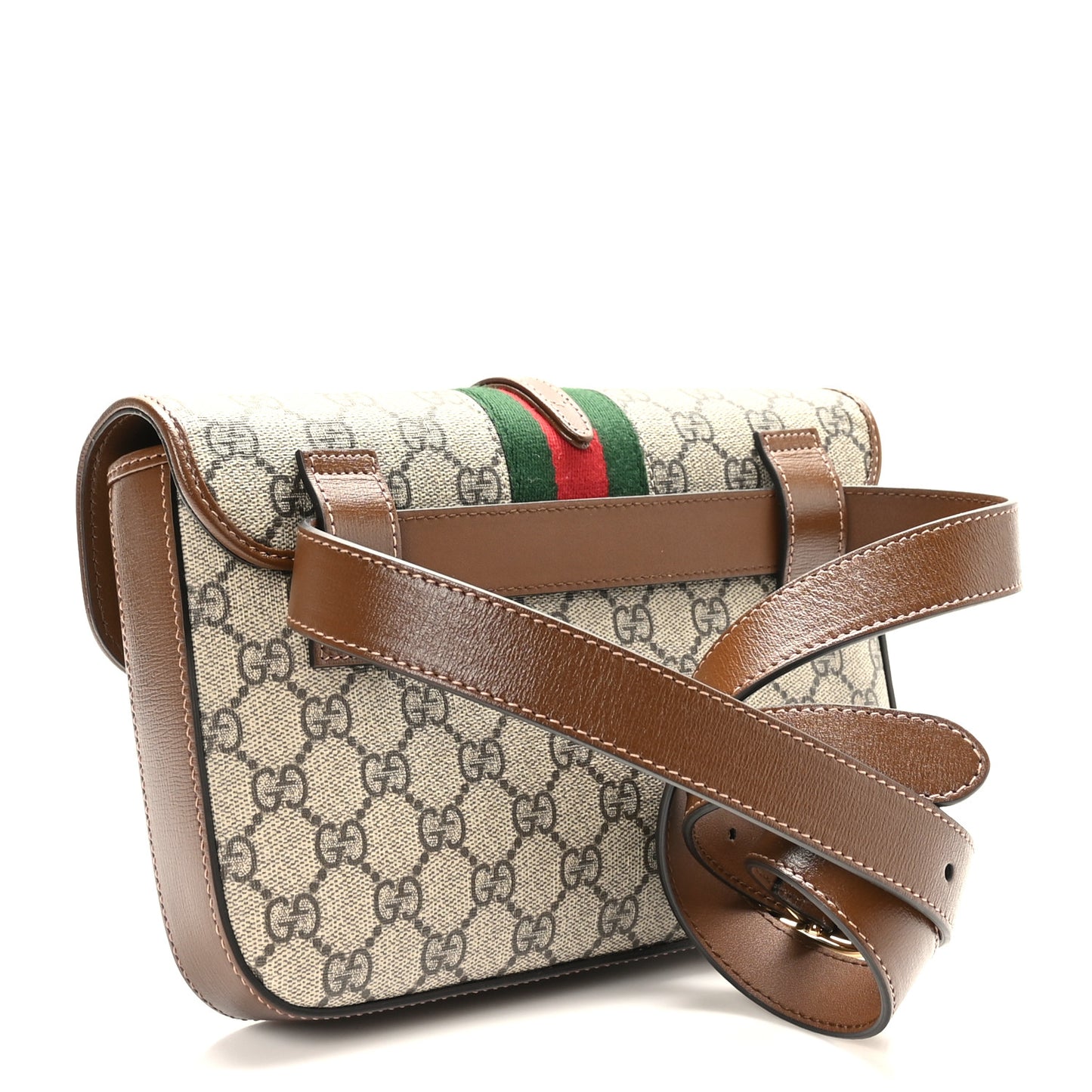 GG Supreme Monogram Azalea Calfskin Web Jackie 1961 Belt Bag 100 40 Beige Ebony Brown Sugar