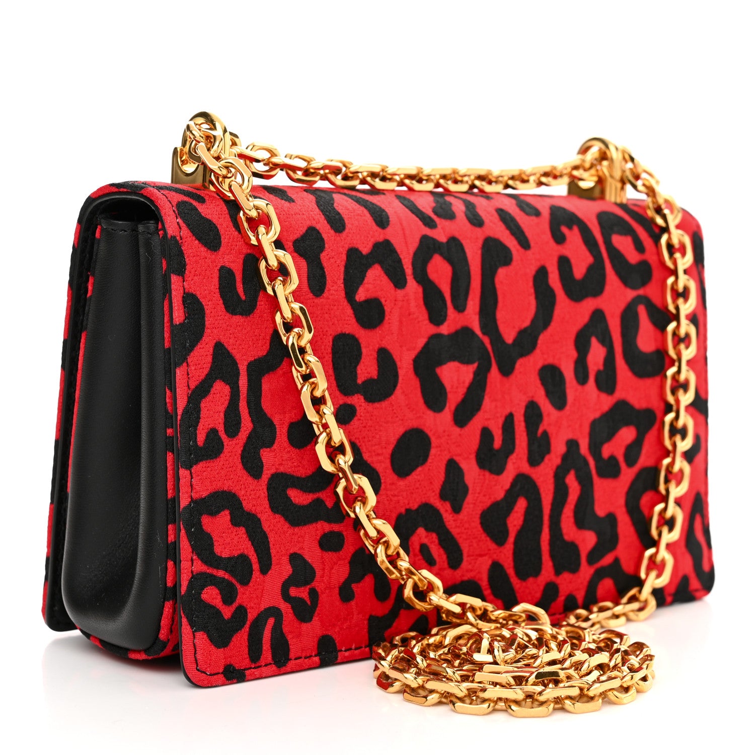 Dolce & Gabbana Brocade Fabric Leopard Print DG Girls Bag