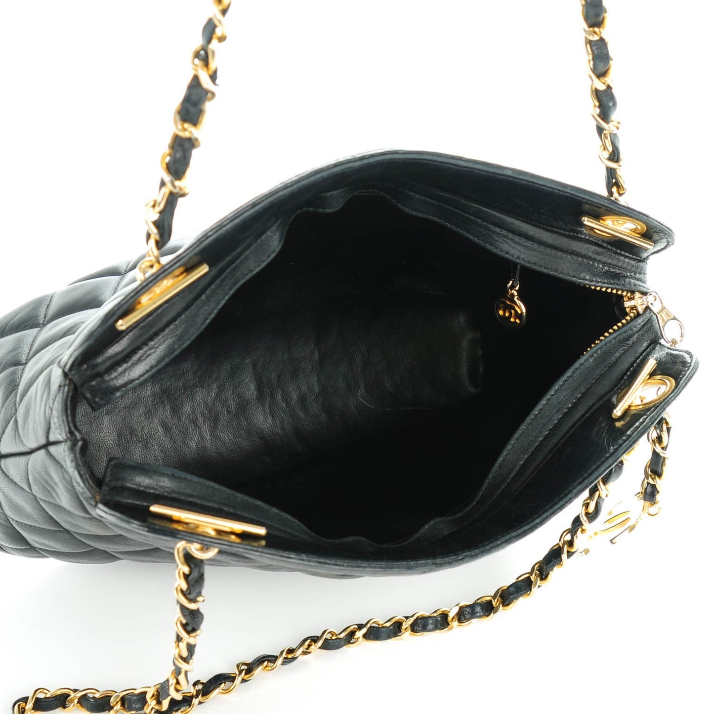 Lambskin Quilted Shoulder Bag Black