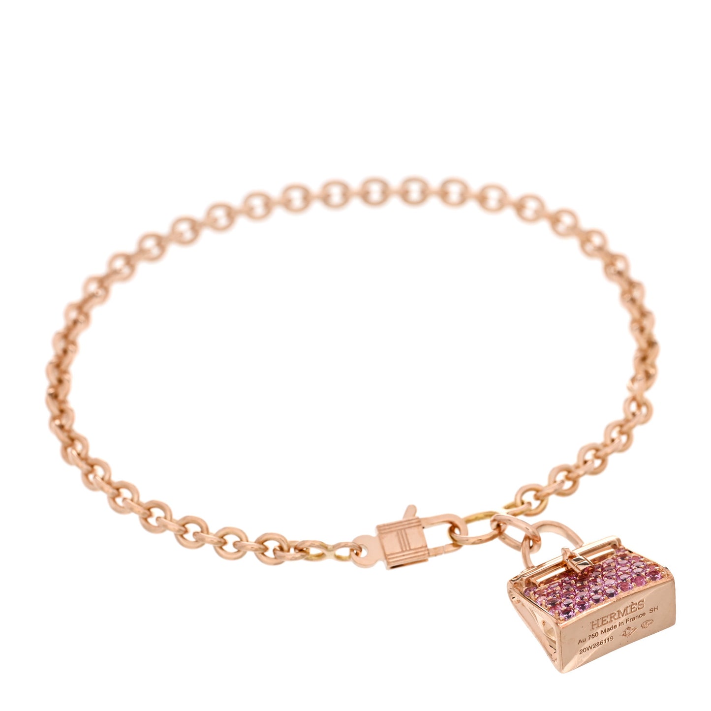 18K Rose Gold Pink Sapphire Birkin Amulette Bracelet SH