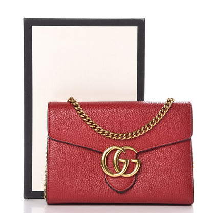 Gucci Calfskin GG Marmont Chain Wallet Vulcanic Red 9 of 9