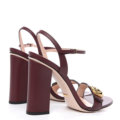 Gucci Lifford Calfskin GG Marmont Ankle Wrap 105mm Sandals 41 Vintage Bordeaux 4 of 8