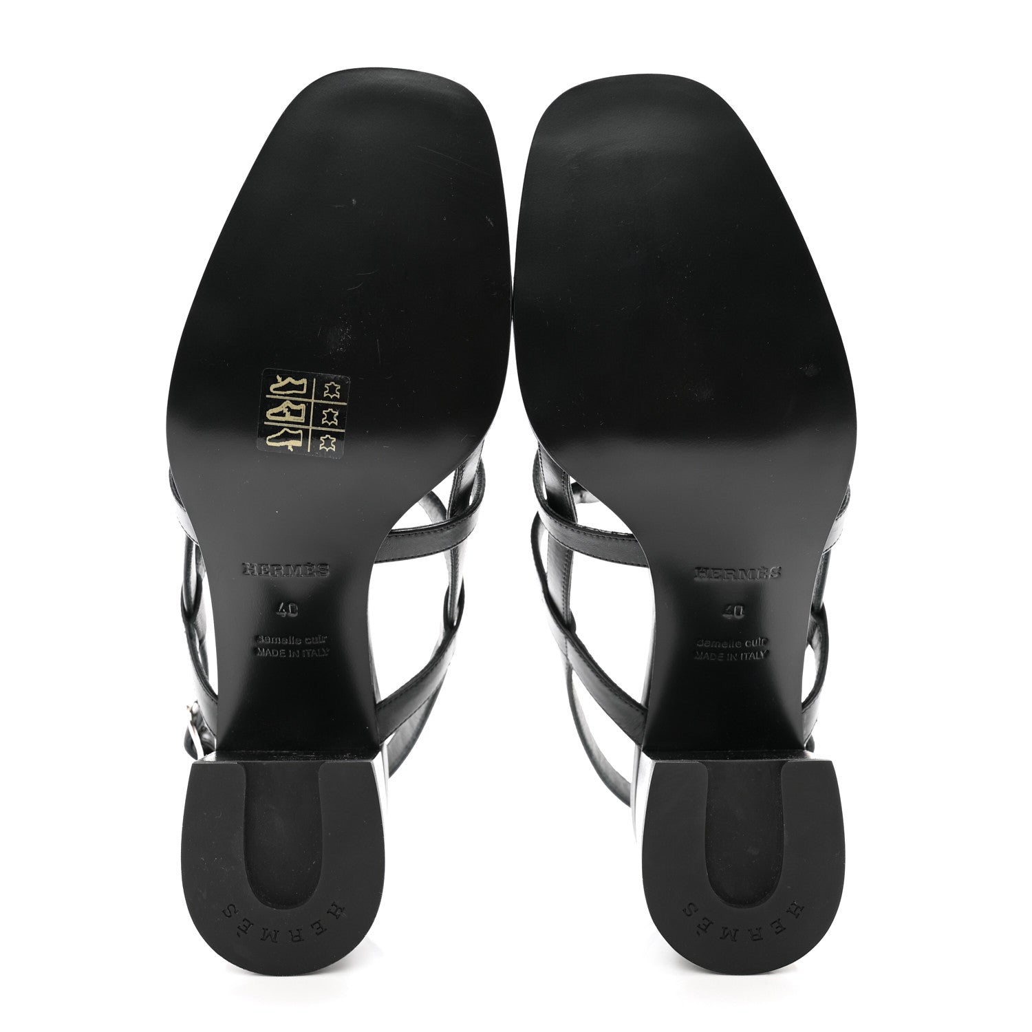 Hermes Calfskin Eve 60 Sandals 40 Black 5 of 7