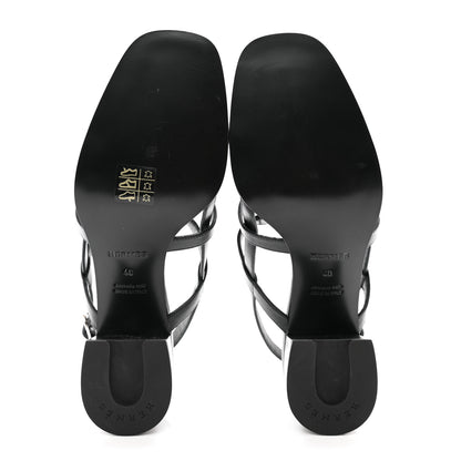 Hermes Calfskin Eve 60 Sandals 40 Black 5 of 7