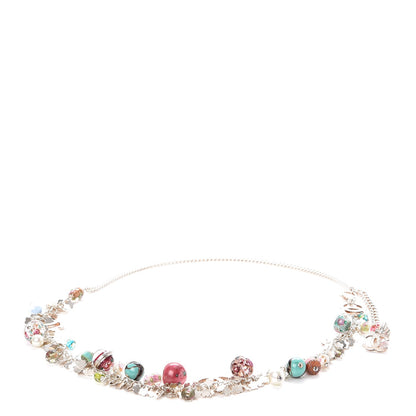Chanel Glass Beaded Charm CC Belt Silver Multicolor 3 of 8