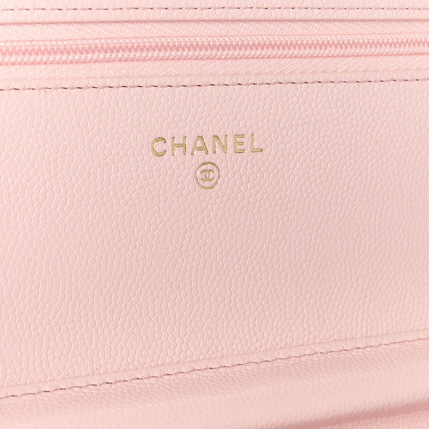 Shiny Caviar Enamel Quilted CC Wallet On Chain WOC Light Pink