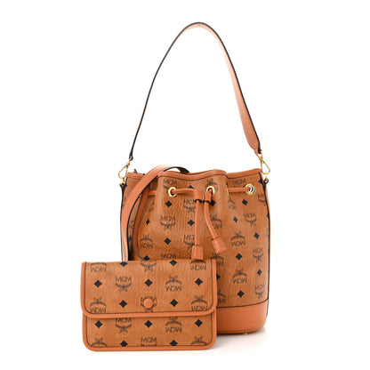 MCM Visetos Medium Dessau Drawstring Bucket Bag Cognac 1 of 13