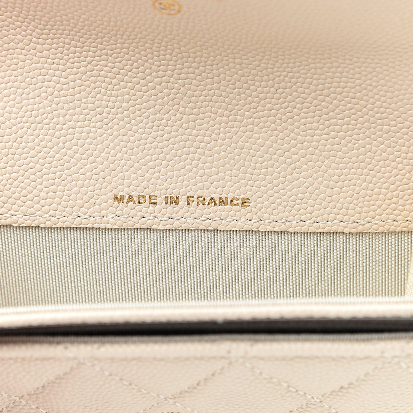 Caviar Quilted Flap Card Holder Wallet Light Beige
