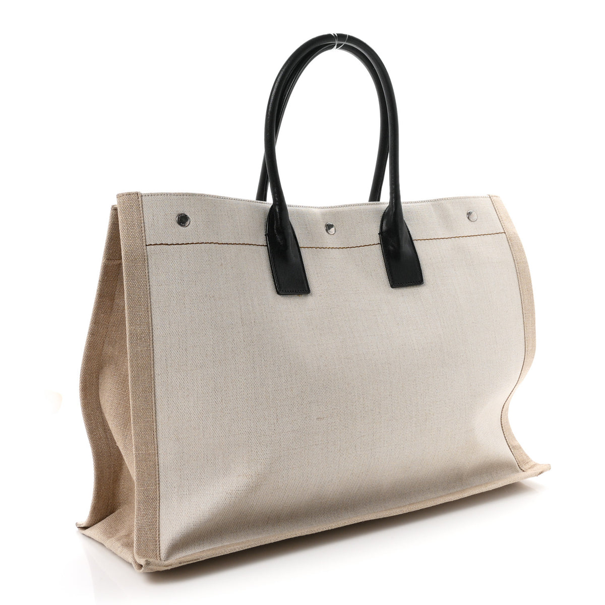 Saint Laurent Linen Calfskin Rive Gauche Tote Greggio Natural 3 of 10