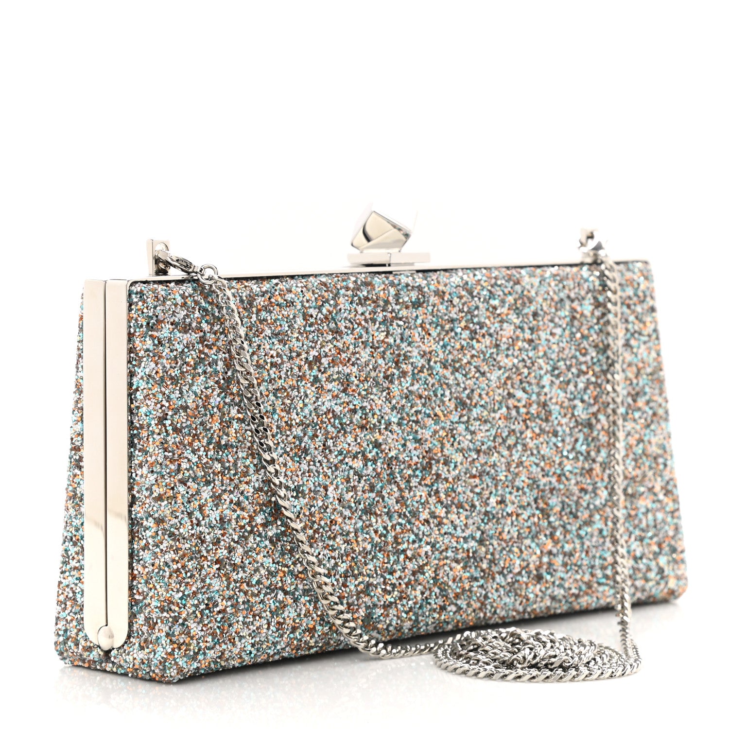 Jimmy Choo Coarse Glitter Celeste Clutch Silver Multicolor 2 of 8
