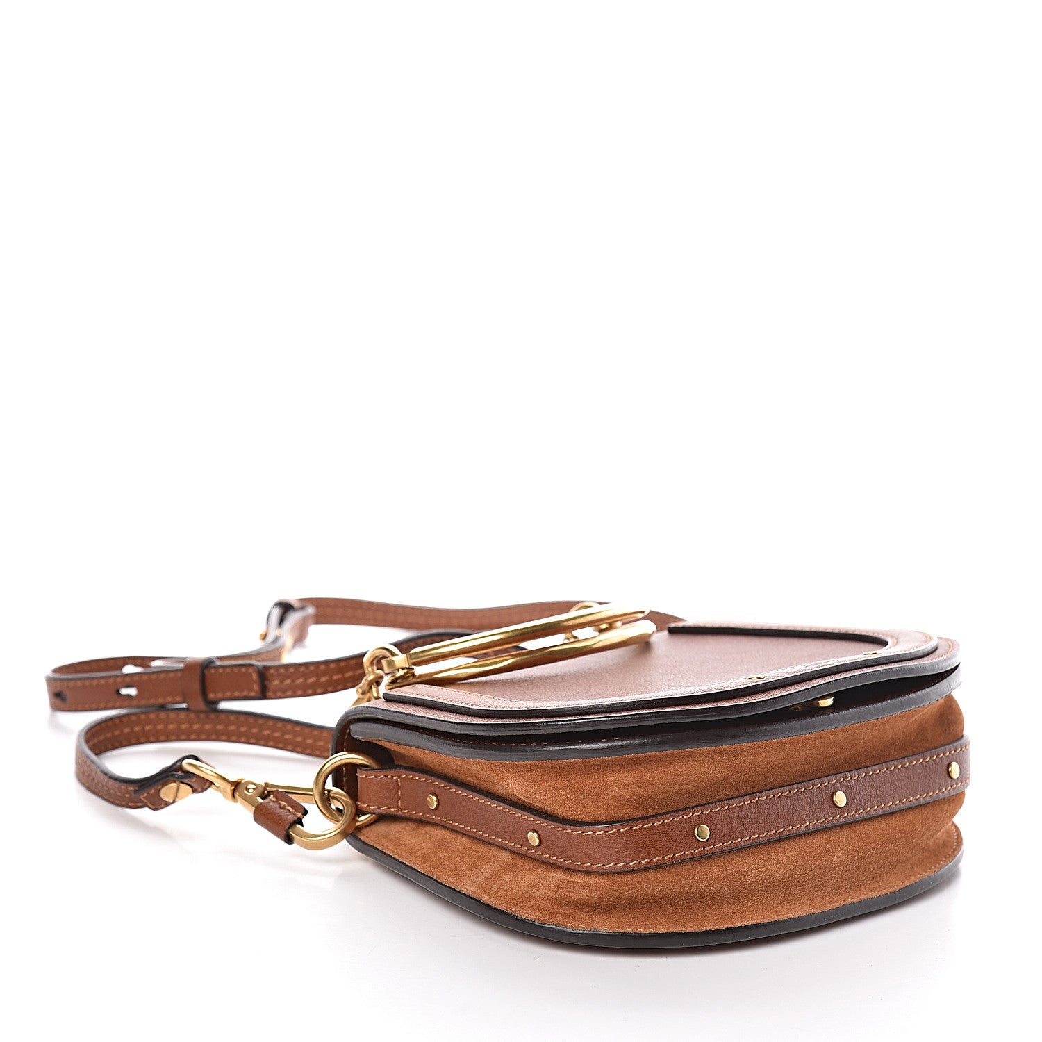 Chloe Calfskin Suede Small Nile Bracelet Bag Caramel 5 of 10