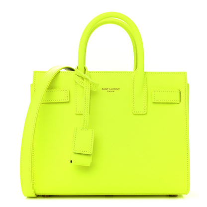 Saint Laurent Grained Calfskin Nano Sac De Jour Fluo Safety Yellow 1 of 10