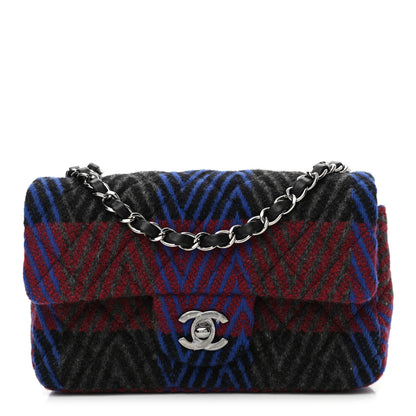 Chanel Wool Quilted Mini Rectangular Flap Red Grey Multicolor 1 of 11