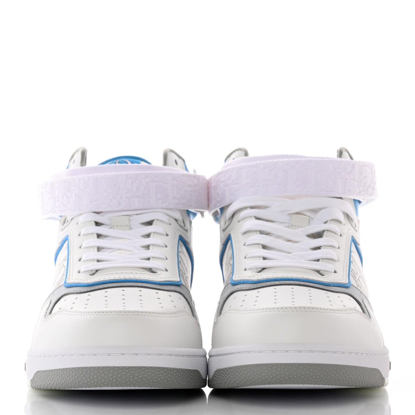 Smooth Calfskin Oblique Galaxy Perforated Mens B27 Mid Top Sneakers 45 Beige Blue