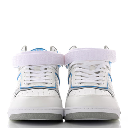 Christian Dior Smooth Calfskin Oblique Galaxy Perforated Mens B27 Mid Top Sneakers 45 Beige Blue 2 of 17