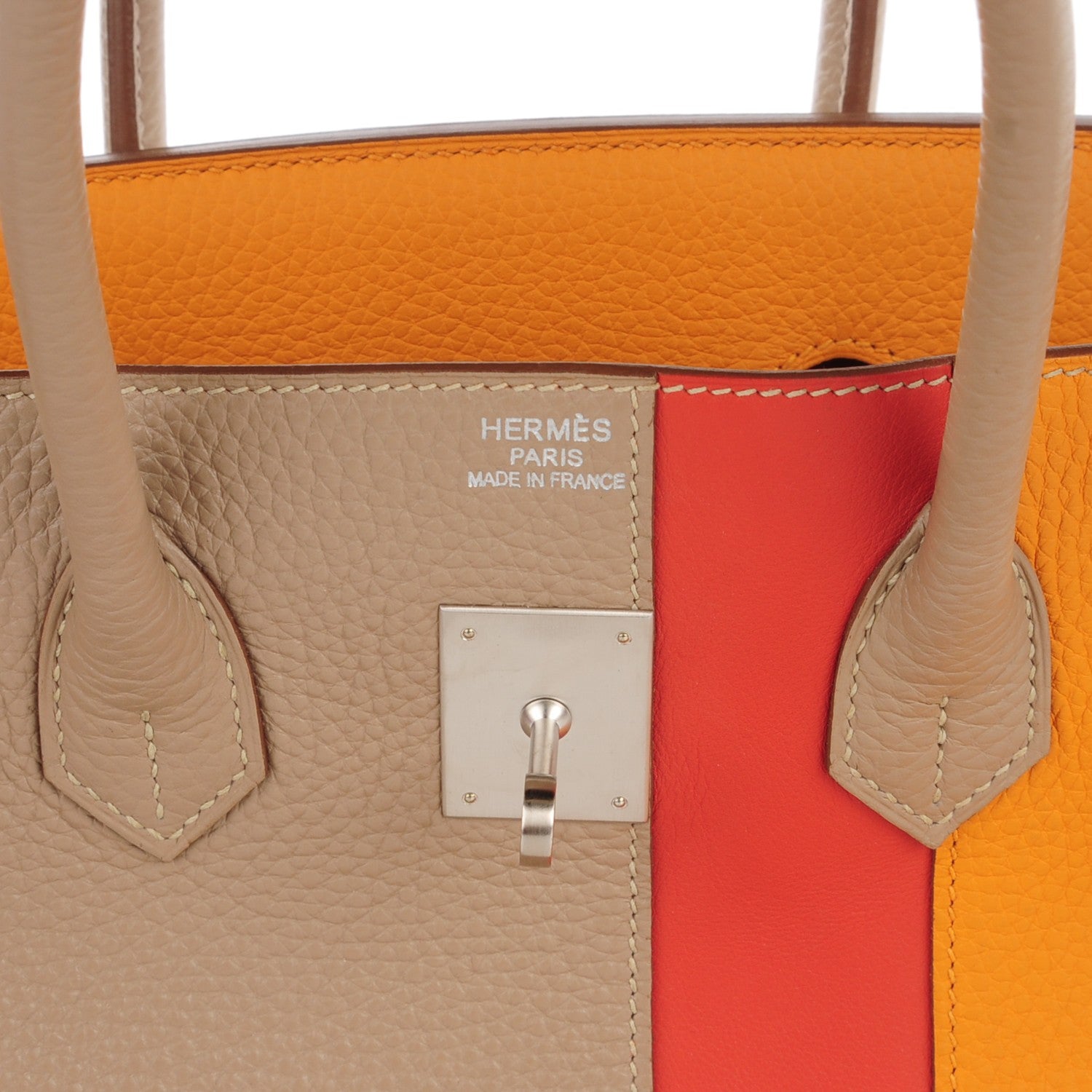 Hermes Taurillon Clemence Swift Tri-Color Birkin 35 Sanguine Gris Tourterelle Moutarde 10 of 23