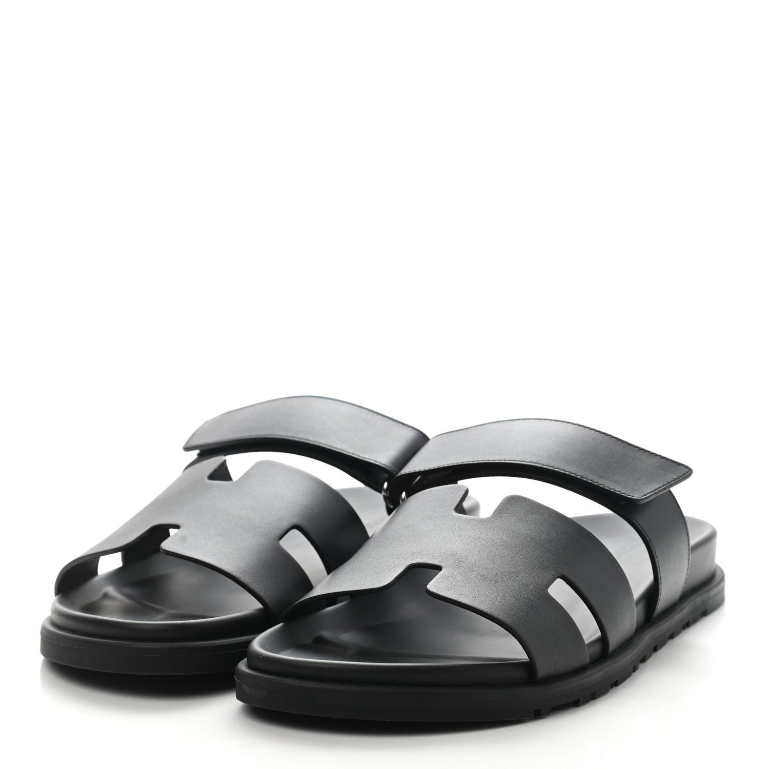 Hermes Calfskin Mens Chypre Sandals 42 Black 3 of 8
