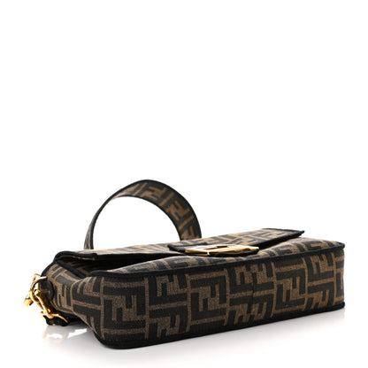 Fendi Fabric Jacquard FF 1974 Medium Baguette Tobacco Moro Black 4 of 9