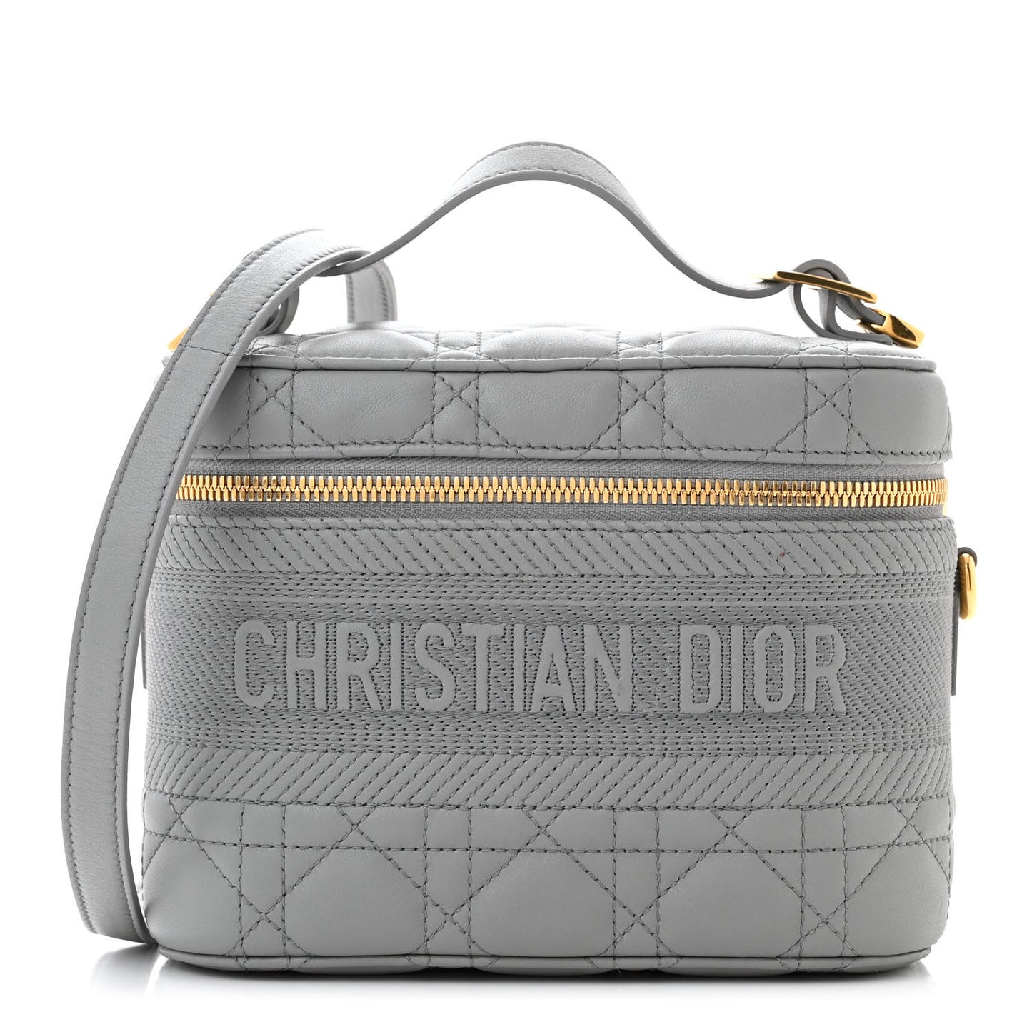 Lambskin Cannage Small Diortravel Vanity Case Grey