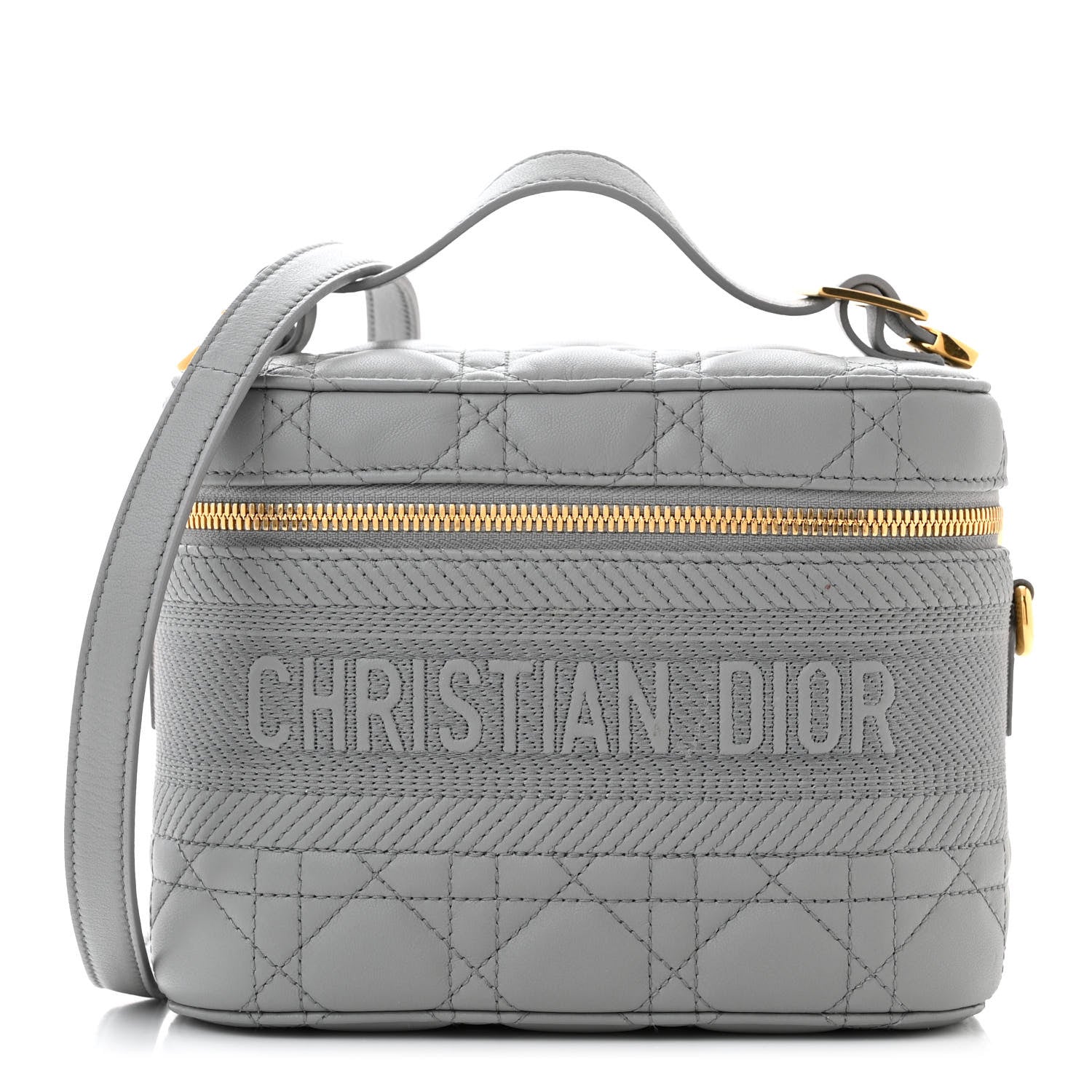Christian Dior Lambskin Cannage Small Diortravel Vanity Case Grey 1 of 11
