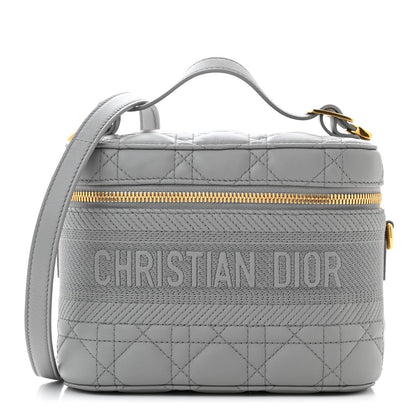 Christian Dior Lambskin Cannage Small Diortravel Vanity Case Grey 1 of 11