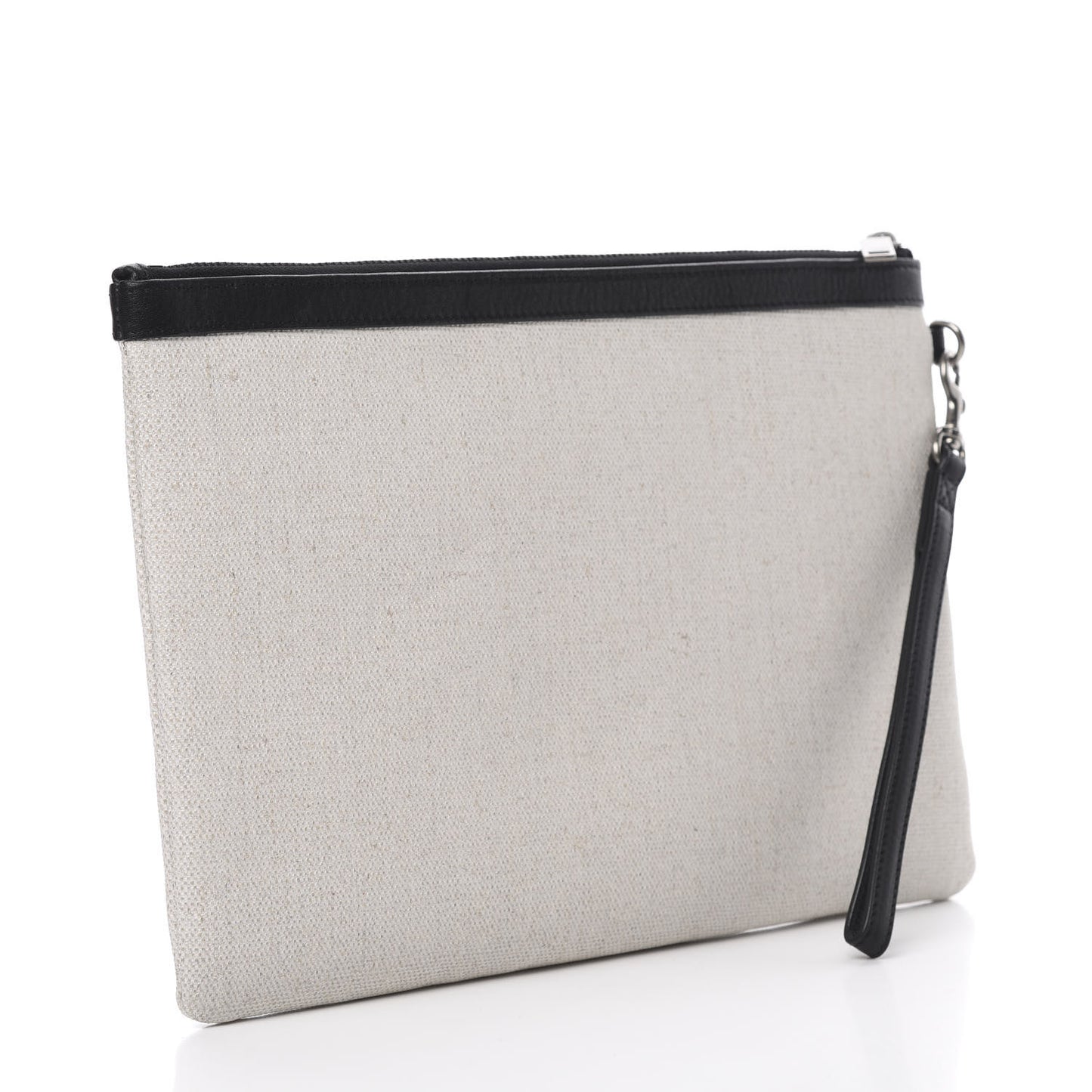 Linen Canvas Rive Gauche Zipped Pouch Optic White