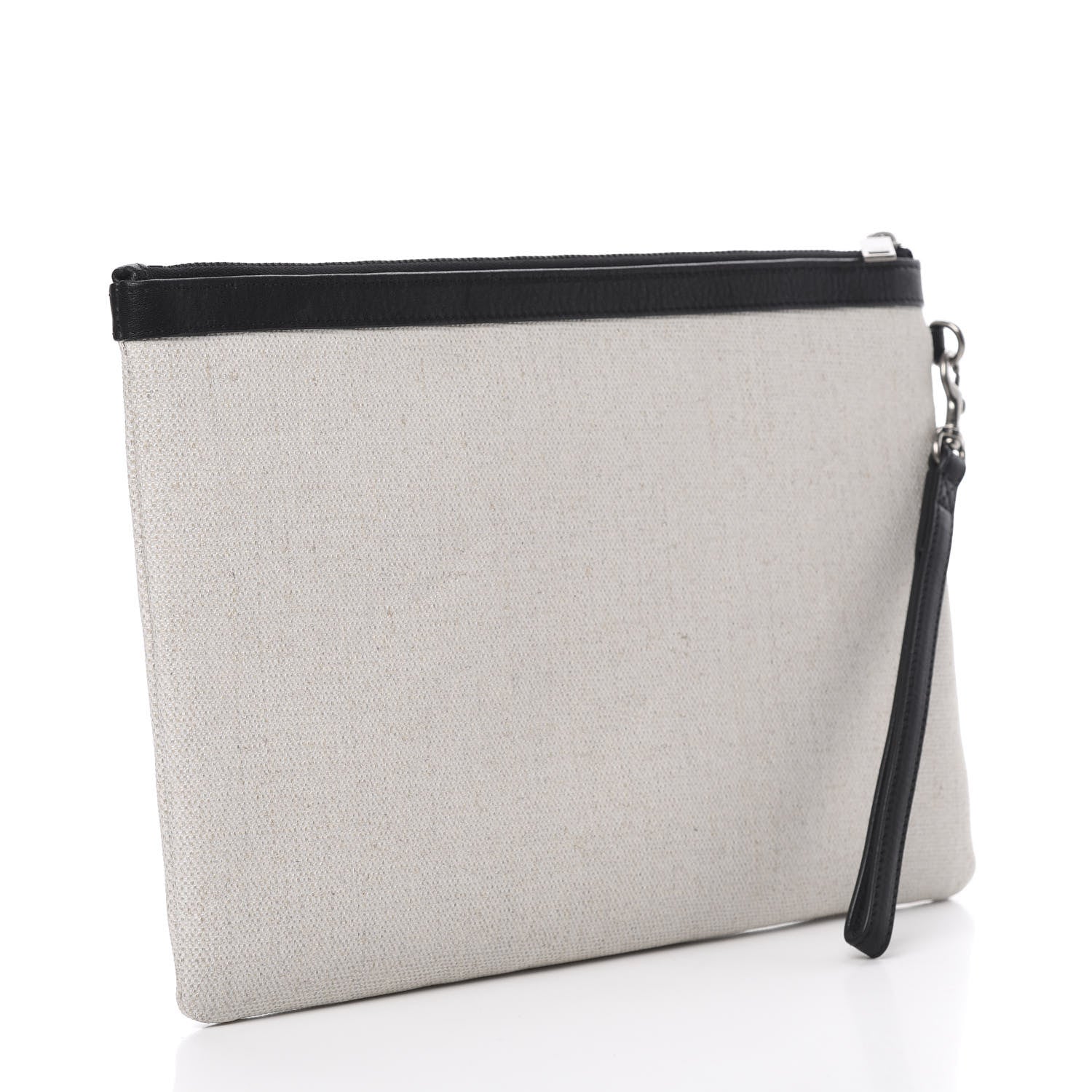 Saint Laurent Linen Canvas Rive Gauche Zipped Pouch Optic White 3 of 8