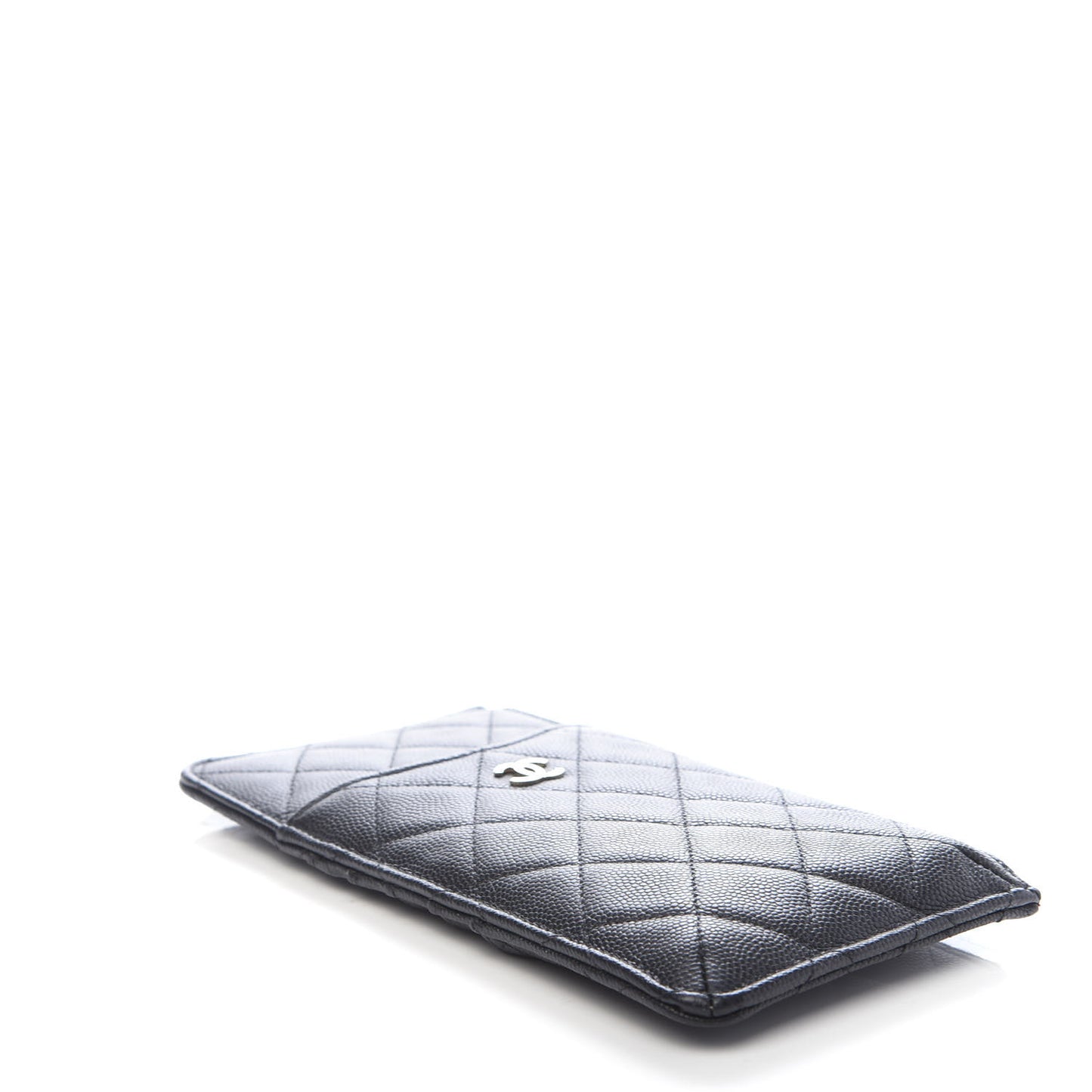 Caviar Quilted Classic Flat Wallet Pouch Black