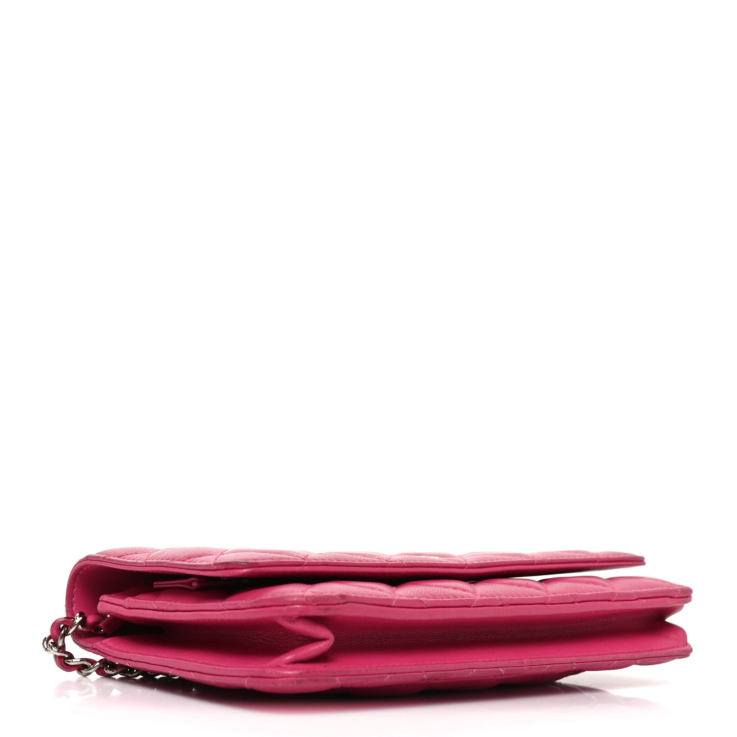 Chanel Lambskin Quilted Wallet On Chain WOC Dark Pink 7 of 21