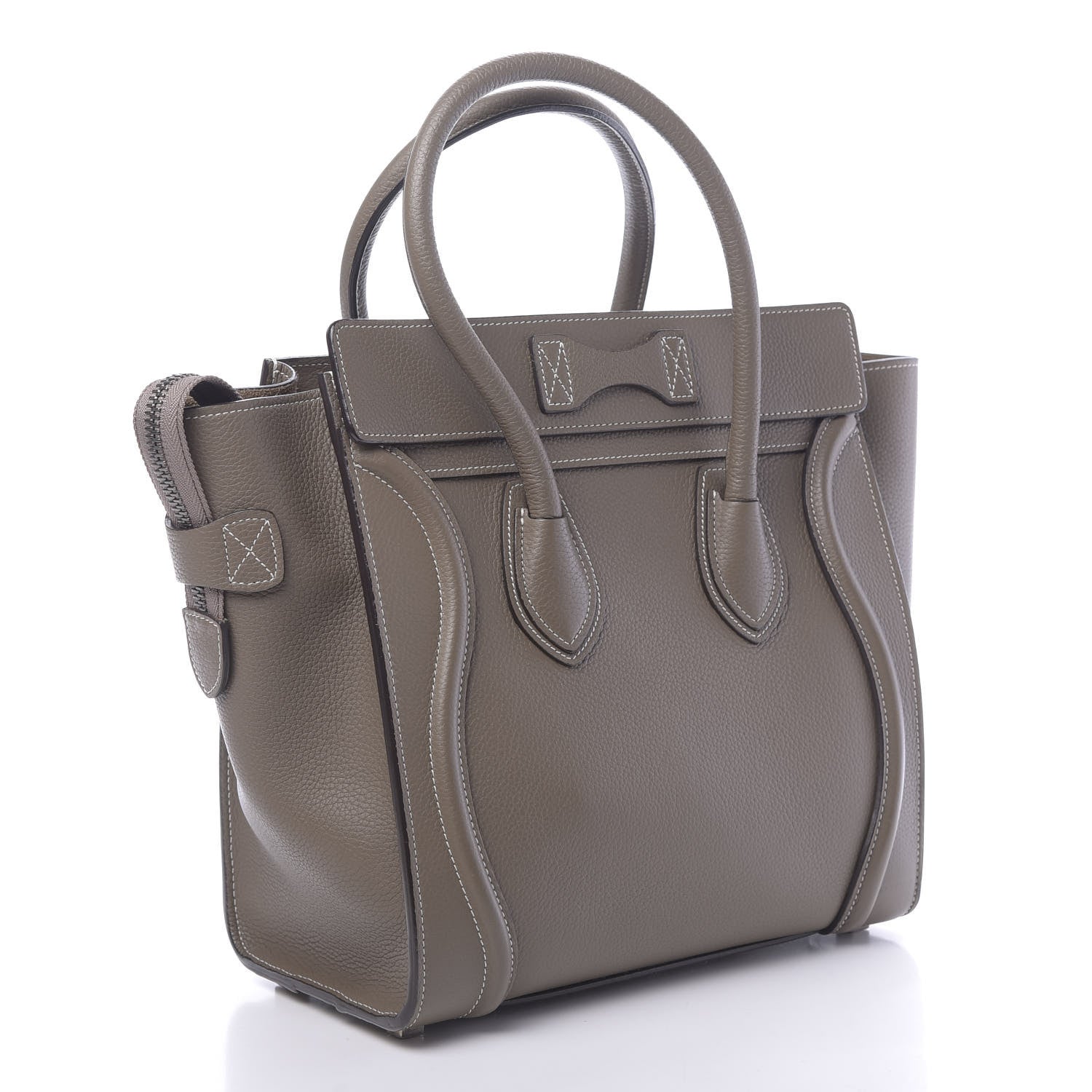 Celine Drummed Calfskin Micro Luggage Souris 3 of 9