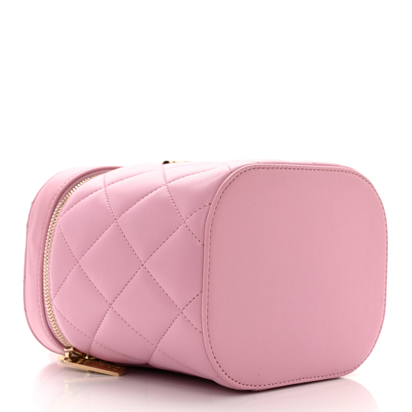 Lambskin Quilted Trendy Vanity Case Pink