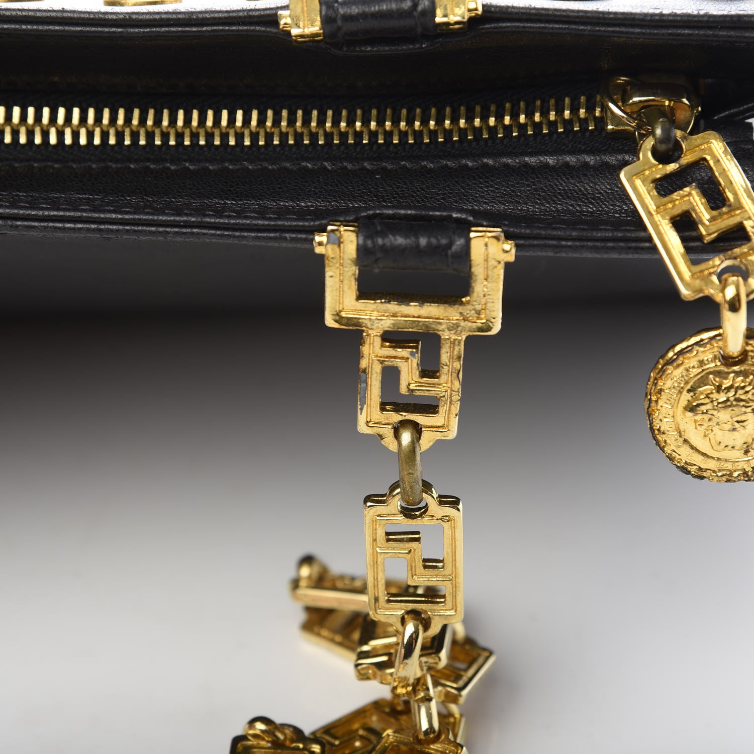 Versace Calfskin Medallion Tribute Chain Shoulder Bag Black 11 of 14