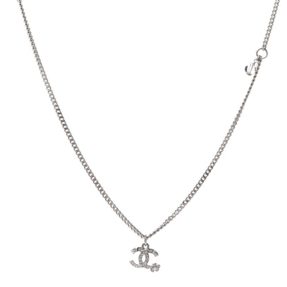 Chanel Pearl Crystal CC Pendant Necklace Silver 1 of 6