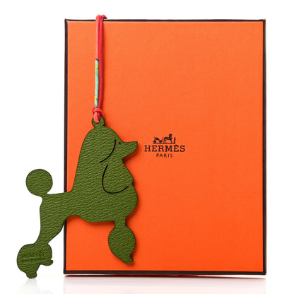 Hermes Togo Chevre Petit H Royal Poodle Bag Charm Bordeaux Vert Canopee 8 of 8