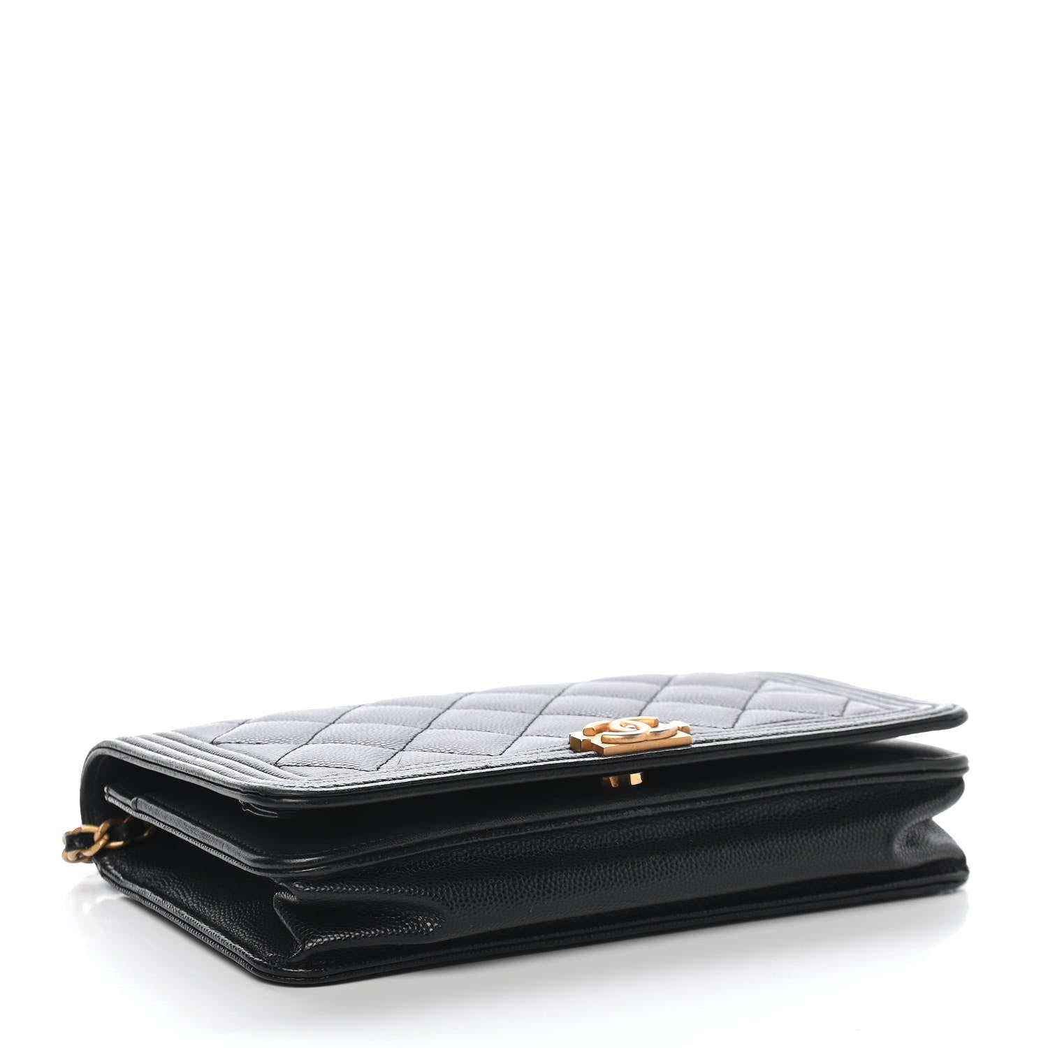 Chanel Caviar Quilted Boy Wallet On Chain WOC Black 4 of 10