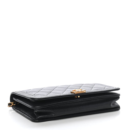 Chanel Caviar Quilted Boy Wallet On Chain WOC Black 4 of 10