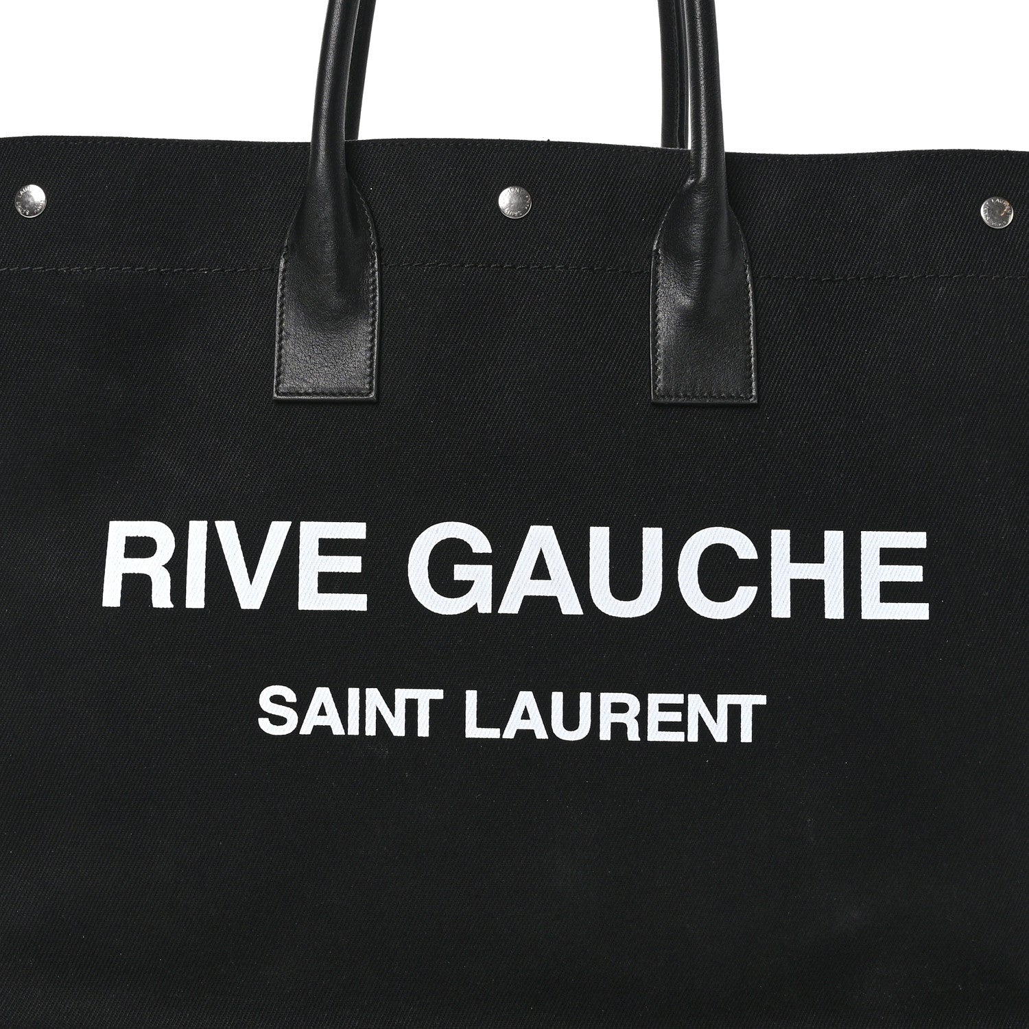 Saint Laurent Linen Calfskin Rive Gauche Tote Black 8 of 10