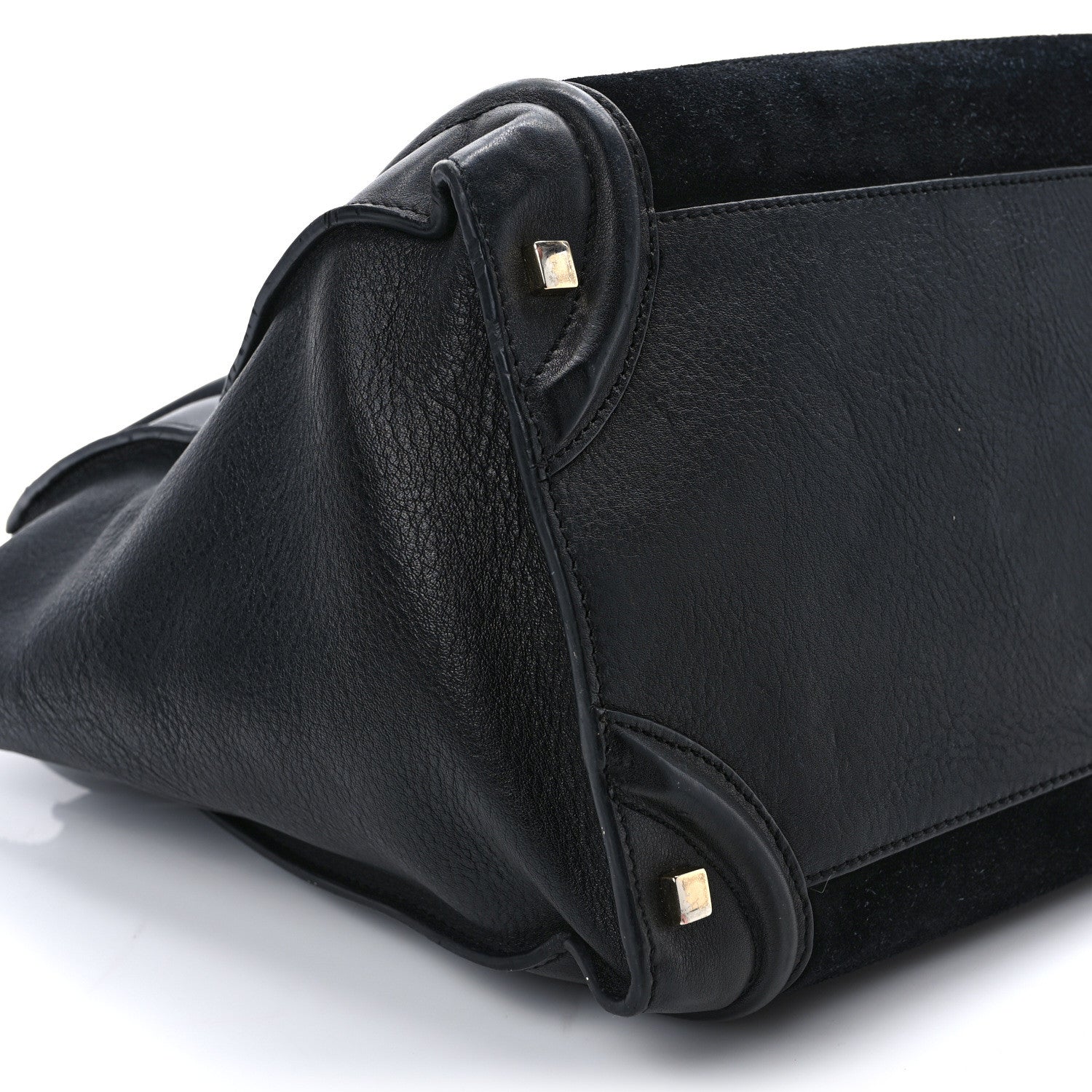 Celine Smooth Calfskin Suede Mini Luggage Black 7 of 10