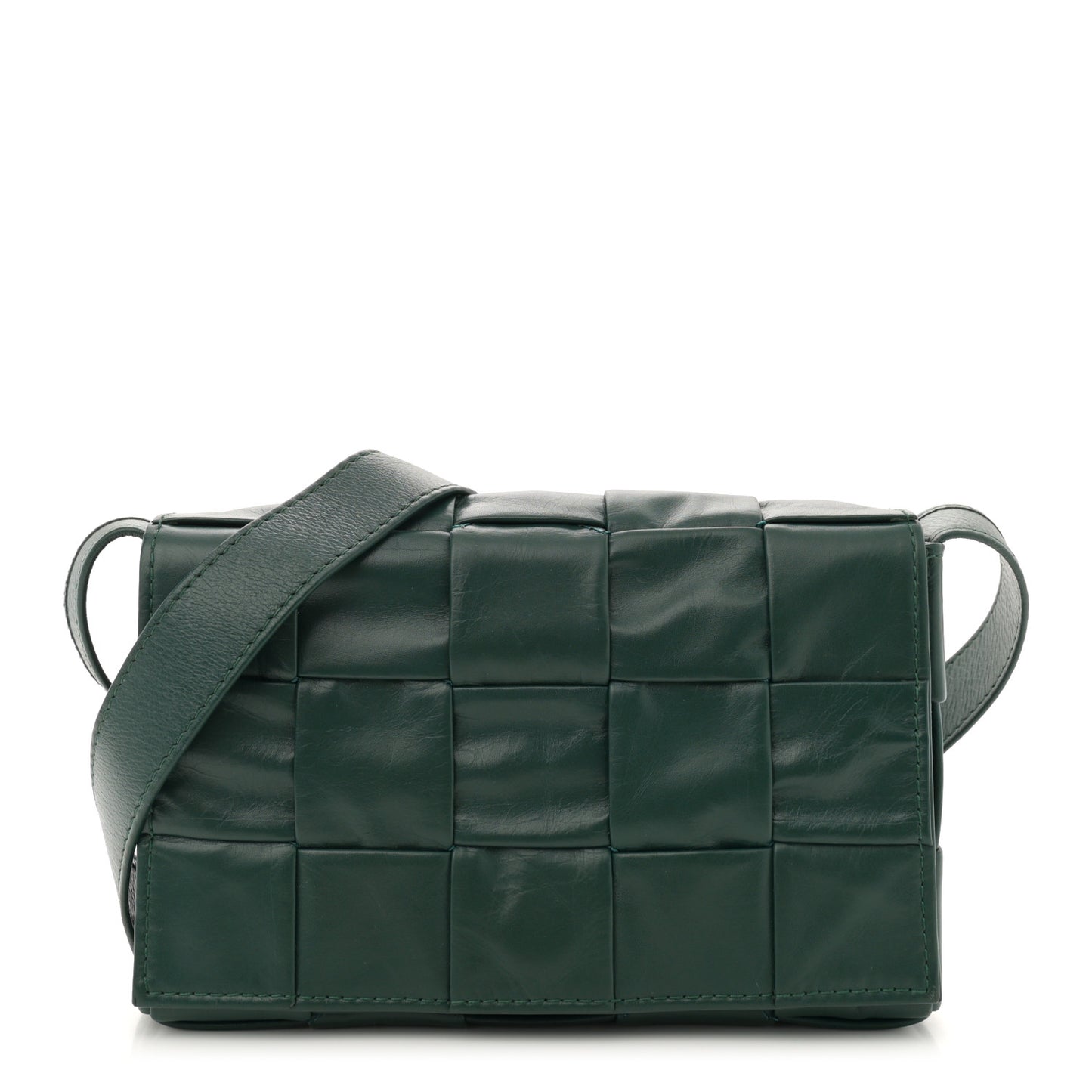 Paper Calfskin Maxi Intreccio Small Cassette Crossbody Bag Raintree