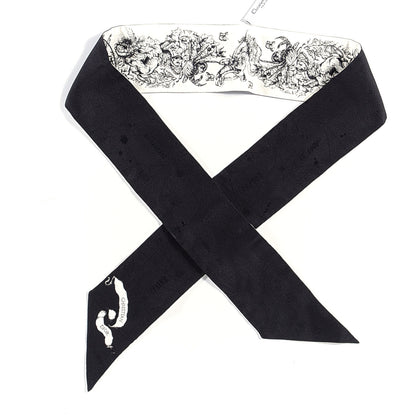 Christian Dior Silk Zodiac Mitzah Scarf White Black 2 of 5