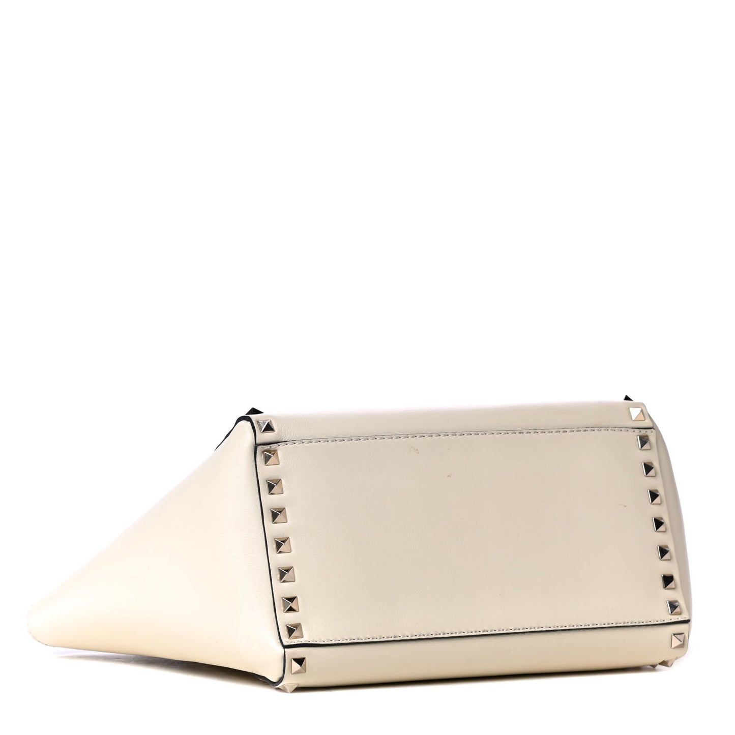 Vitello Small Rockstud Double Handle Tote Ivory