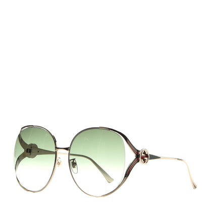 Gucci Metal Oversized Round Frame GG0225S Sunglasses Gold 1 of 8