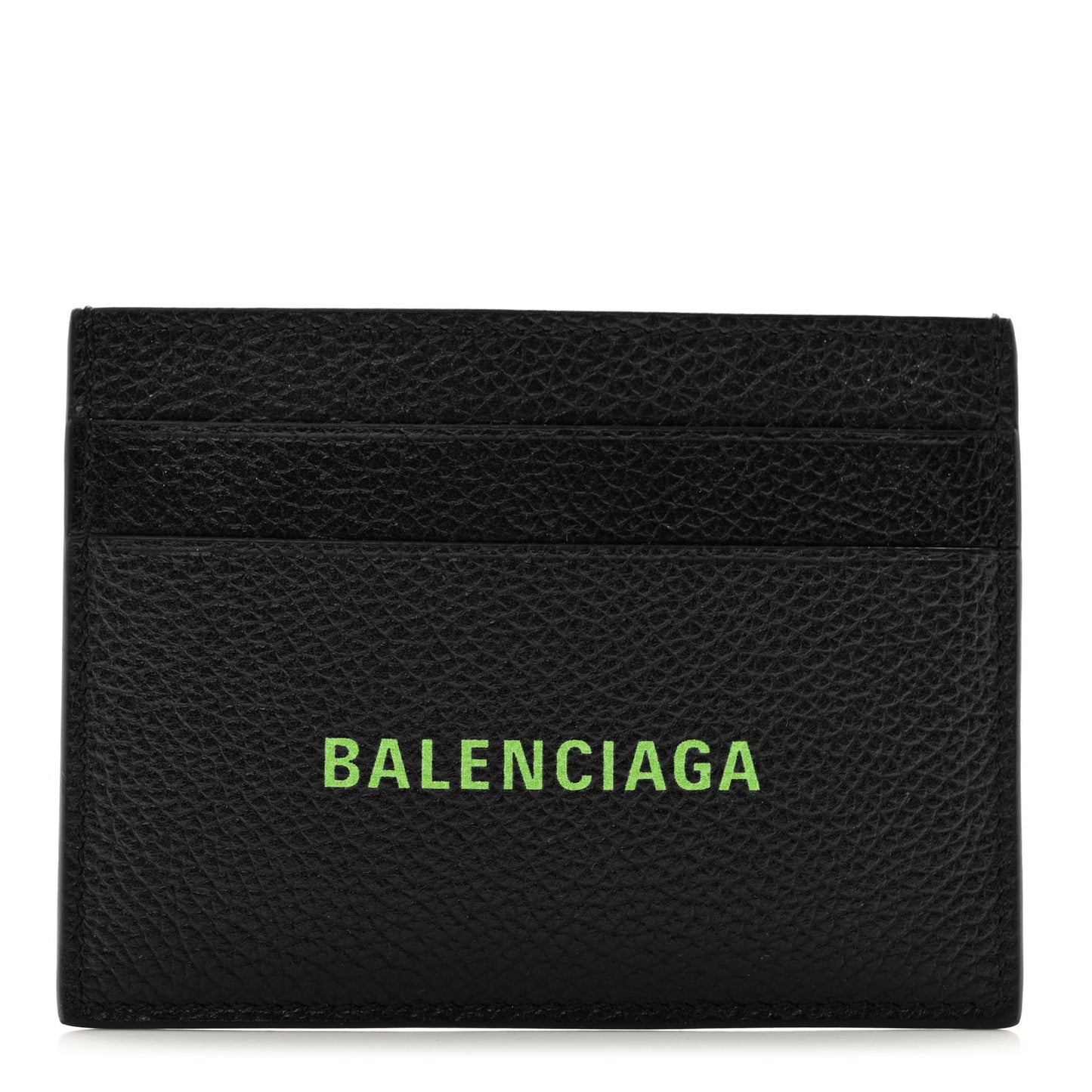 Grained Calfskin Logo Cash Card Holder Black Green