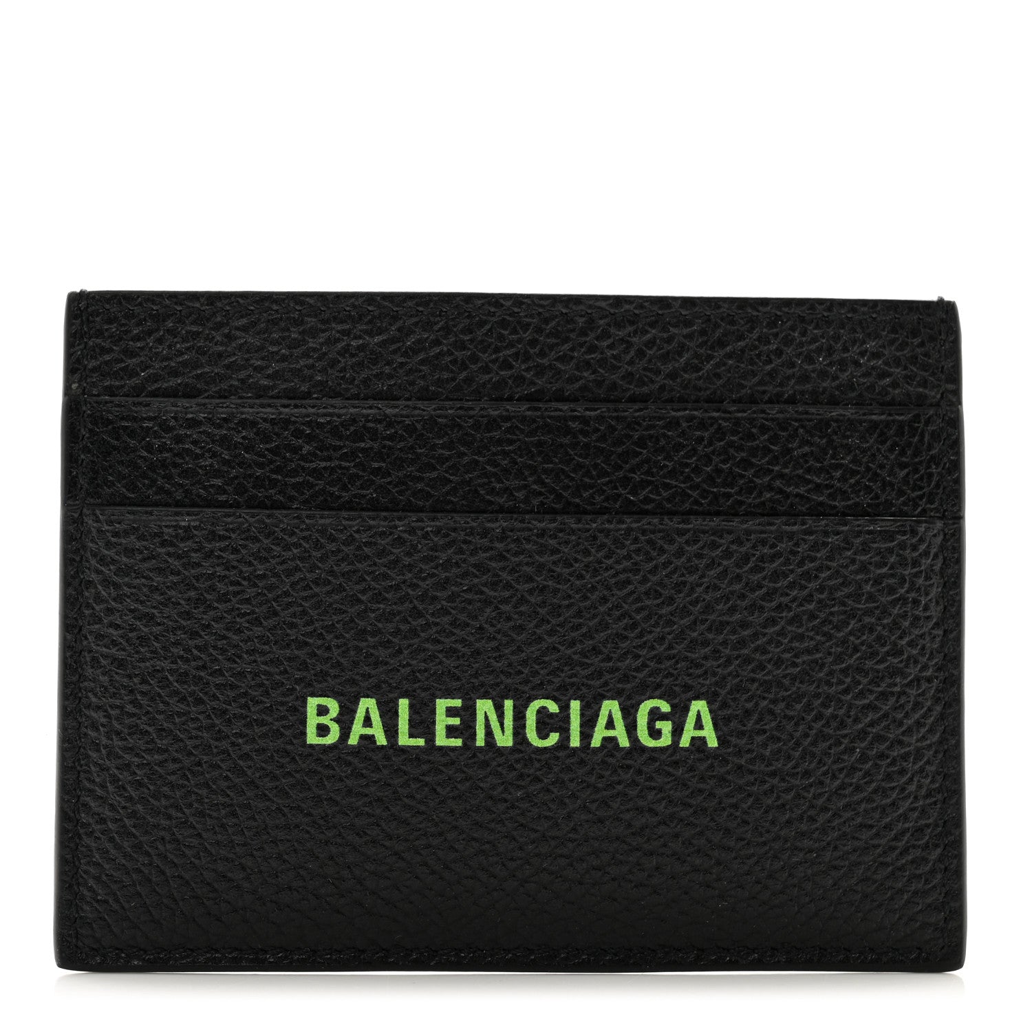 Balenciaga Grained Calfskin Logo Cash Card Holder Black Green 1 of 7