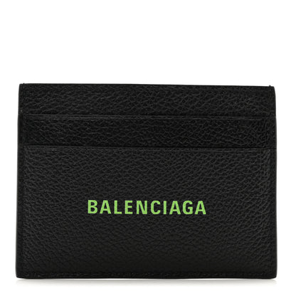 Balenciaga Grained Calfskin Logo Cash Card Holder Black Green 1 of 7